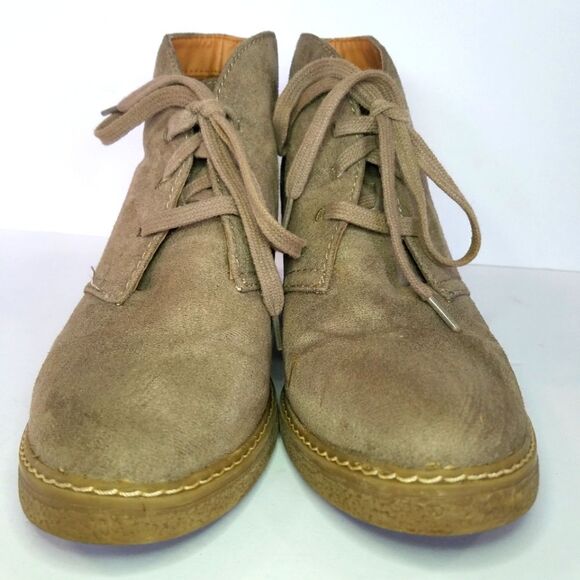 Merona Suede Lace Up Rubber Chunky Heel Ankle Boots Booties 8 - Picture 10 of 12